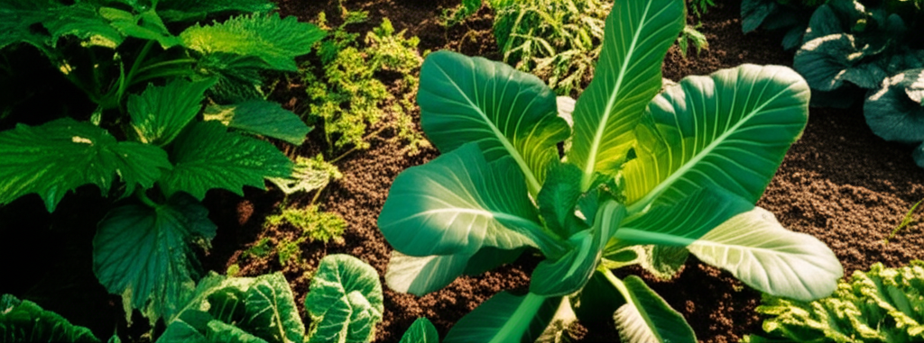Close view of healthy plants and living garden soil